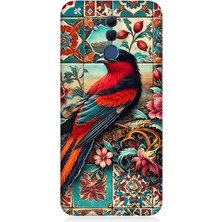 Huawei Mate 20 Lite Uyumlu Çini Desenli Kuş Kompozisyonu  Desenli Silikon Kılıf
