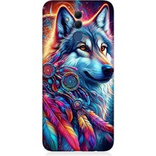 Huawei Mate 20 Lite Uyumlu Renkli Tüylerde Kurt Ruhu  Desenli Silikon Kılıf