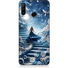 Huawei P30 Lite Uyumlu Gökyüzü Merdiveni Kadın  Desenli Silikon Kılıf