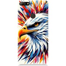 Huawei Y7 2018 Uyumlu Renkli Kartal Sıçrayışı  Desenli Silikon Kılıf