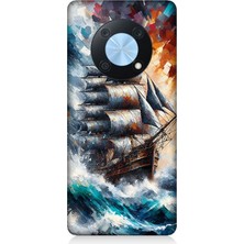 Huawei Nova Y90 Uyumlu Fırtınada Dalgalı Yelkenli Gemi  Desenli Silikon Kılıf