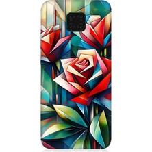 Huawei Mate 30 Lite Uyumlu Soyut Origami Gül Deseni  Desenli Silikon Kılıf
