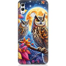 Huawei Honor 10 Lite Uyumlu Dallarda Bilge Baykuşlar  Desenli Silikon Kılıf