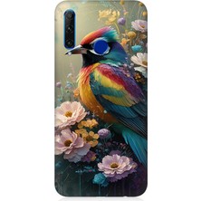 Huawei Honor 20 Lite Uyumlu Çiçekler Arasında Kuş  Desenli Silikon Kılıf