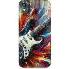 Huawei Honor 8s Uyumlu Alevler Içinde Elektrik Gitar  Desenli Silikon Kılıf