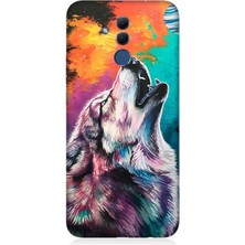 Huawei Mate 20 Lite Uyumlu Soyut Arka Planda Uluma  Desenli Silikon Kılıf