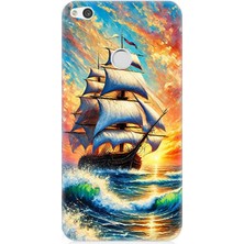 Huawei P9 Lite 2017 Uyumlu Fırtınada Yelkenli Gücü  Desenli Silikon Kılıf