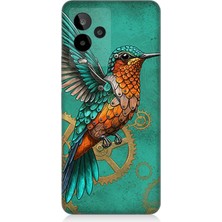 General Mobile Gm 24 Pro Uyumlu Turkuaz Zeminde Sinek Kuşu  Desenli Silikon Kılıf