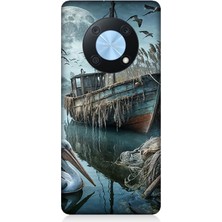Huawei Nova Y90 Uyumlu Ay Işığında Eski Gemi  Desenli Silikon Kılıf