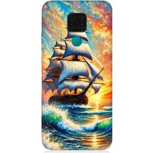 Huawei Mate 30 Lite Uyumlu Fırtınada Yelkenli Gücü  Desenli Silikon Kılıf