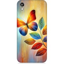 Huawei Honor 8s Uyumlu Renkli Yapraklı Kelebek Uçuşu  Desenli Silikon Kılıf