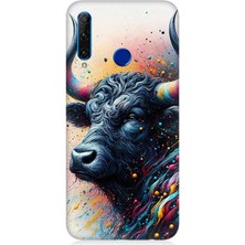 Huawei Honor 20 Lite Uyumlu Renk Patlamalı Boğa  Desenli Silikon Kılıf