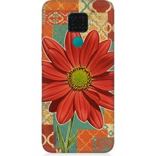 Huawei Mate 30 Lite Uyumlu Kiremit Desende Renkli Çiçek  Desenli Silikon Kılıf