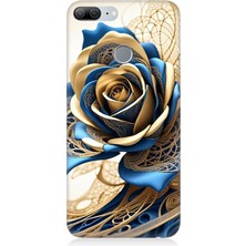 Huawei Honor 9 Lite Uyumlu Telkari Sanatta Mavi Gül  Desenli Silikon Kılıf