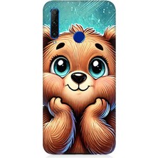 Huawei Honor 20 Lite Uyumlu Kocaman Gözlü Sevimli Ayı  Desenli Silikon Kılıf