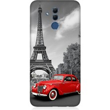 Huawei Mate 20 Lite Uyumlu Eyfel’in Yanında Klasik Araba  Desenli Silikon Kılıf