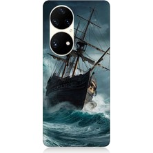 Huawei P50 Pro Uyumlu Fırtınada Eski Gemi  Desenli Silikon Kılıf