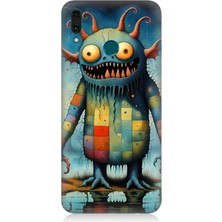 Huawei Y9 2019 Uyumlu Tuhaf Canavar Gülümsemesi  Desenli Silikon Kılıf