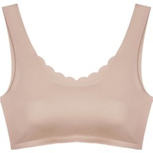 Cottonhill Kahverengi Dikişsiz Lazer Kesim Sütyen Pedli Kadın Hayalet Sütyen Dalga Detaylı