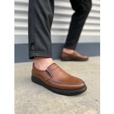 Kahverengi Classique Bağcıksız Cilt Erkek Günlük Klasik Ayakkabı
