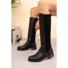 Tolgado Kadın Siyah Çizme Suni Deri Malzeme