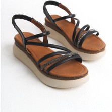 Tolgado Tolgado Kadın Günlük Yüksek Taban Taşlı Sandalet