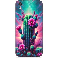 Huawei Honor 8s Uyumlu Neon Renkli Kaktüs Bahçesi  Desenli Silikon Kılıf