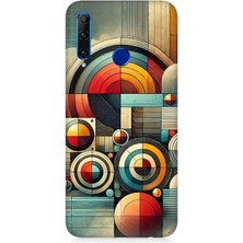 Huawei Honor 20 Lite Uyumlu Soyut Geometrik Renk Dalgası  Desenli Silikon Kılıf