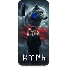 Huawei Honor 20 Lite Uyumlu Gölgede Kurt ve Atatürk  Desenli Silikon Kılıf