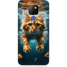 General Mobile Gm 20 Uyumlu Suda Yüzen Kedi  Desenli Silikon Kılıf