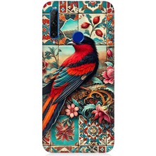 Huawei Honor 20 Lite Uyumlu Çini Desenli Kuş Kompozisyonu  Desenli Silikon Kılıf