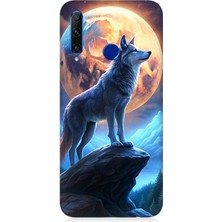 Huawei Honor 20 Lite Uyumlu Geceye Uluyan Yalnızlık  Desenli Silikon Kılıf