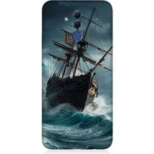 Huawei Mate 20 Lite Uyumlu Fırtınada Eski Gemi  Desenli Silikon Kılıf