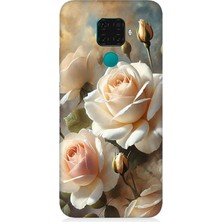 Huawei Mate 30 Lite Uyumlu Krem Beyaz Güllerin Sessizliği  Desenli Silikon Kılıf