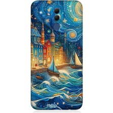 Huawei Mate 20 Lite Uyumlu Masalsı Şehirde Geceler  Desenli Silikon Kılıf