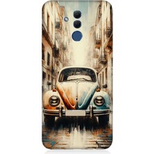 Huawei Mate 20 Lite Uyumlu Islak Kaldırımda Retro Vosvos  Desenli Silikon Kılıf