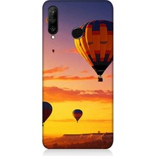 Huawei P30 Lite Uyumlu Gün Batımında Balonlar  Desenli Silikon Kılıf