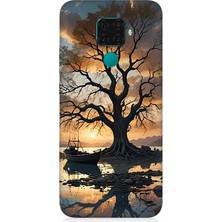 Huawei Mate 30 Lite Uyumlu Göl Kenarında Yalnız Ağaç  Desenli Silikon Kılıf