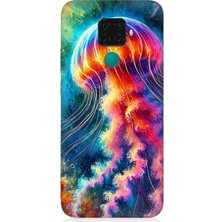 Huawei Mate 30 Lite Uyumlu Renkli Denizanası Derinlikte  Desenli Silikon Kılıf