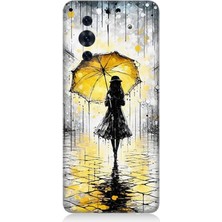 Huawei Nova 10 Pro Uyumlu Yağmurda Sarı Şemsiye Altında  Desenli Silikon Kılıf