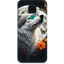 Huawei Mate 30 Lite Uyumlu Dolunayda Gururlu Kurt  Desenli Silikon Kılıf