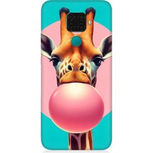 Huawei Mate 30 Lite Uyumlu Balon Sakızlı Zürafa  Desenli Silikon Kılıf