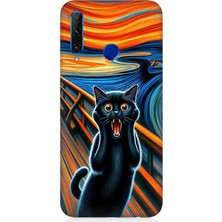 Huawei Honor 20 Lite Uyumlu Çığlık Atan Siyah Kedi  Desenli Silikon Kılıf