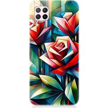 Huawei P40 Lite Uyumlu Soyut Origami Gül Deseni  Desenli Silikon Kılıf