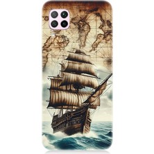 Huawei P40 Lite Uyumlu Haritada Yelkenli Macera  Desenli Silikon Kılıf