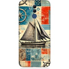 Huawei Mate 20 Lite Uyumlu Retro Gemili Harita Deseni  Desenli Silikon Kılıf