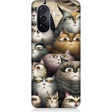 Huawei Nova Y70 Uyumlu Meraklı Gözlü Kediler  Desenli Silikon Kılıf