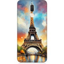 Huawei Mate 10 Lite Uyumlu Gün Batımı Eyfel Büyüsü  Desenli Silikon Kılıf