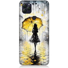 General Mobile Gm 22 Uyumlu Yağmurda Sarı Şemsiye Altında  Desenli Silikon Kılıf