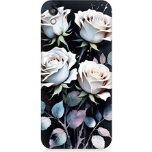 Huawei Honor 8s Uyumlu Beyaz Güller Sessizliği  Desenli Silikon Kılıf